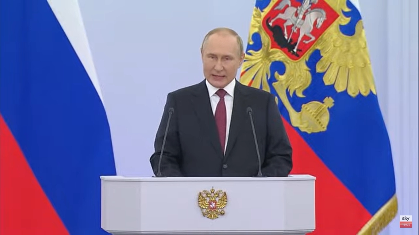 Vlagyimir Putyin bejelentette az ukrajnai területek elcsatolását
